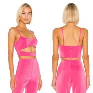 NBD Jaiden Cutout‎ Sleeveless Crop Top Women Medium Hot Pink Adjustable New